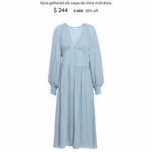 JOIE  Kyria Silk Crepe De Chine Midi Dress In Sky Blue SIZE 6